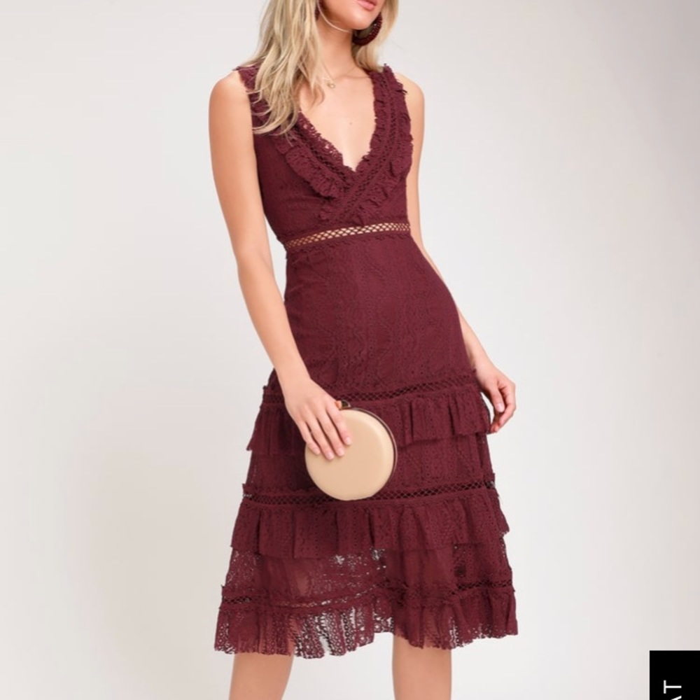 Lulus Brynn Burgundy Maxi Dress